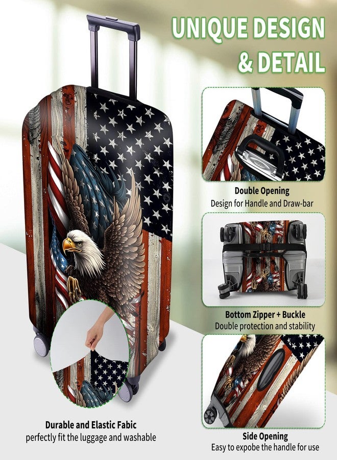 FUYOCWE Luggage Covers for Suitcase TSA Approved,Elastic Washable Suitcase Cover Protector Sleeve Wrap for 29-32 Inches Luggage Travel Accessories-Bald Eagle with Flag - Image 2